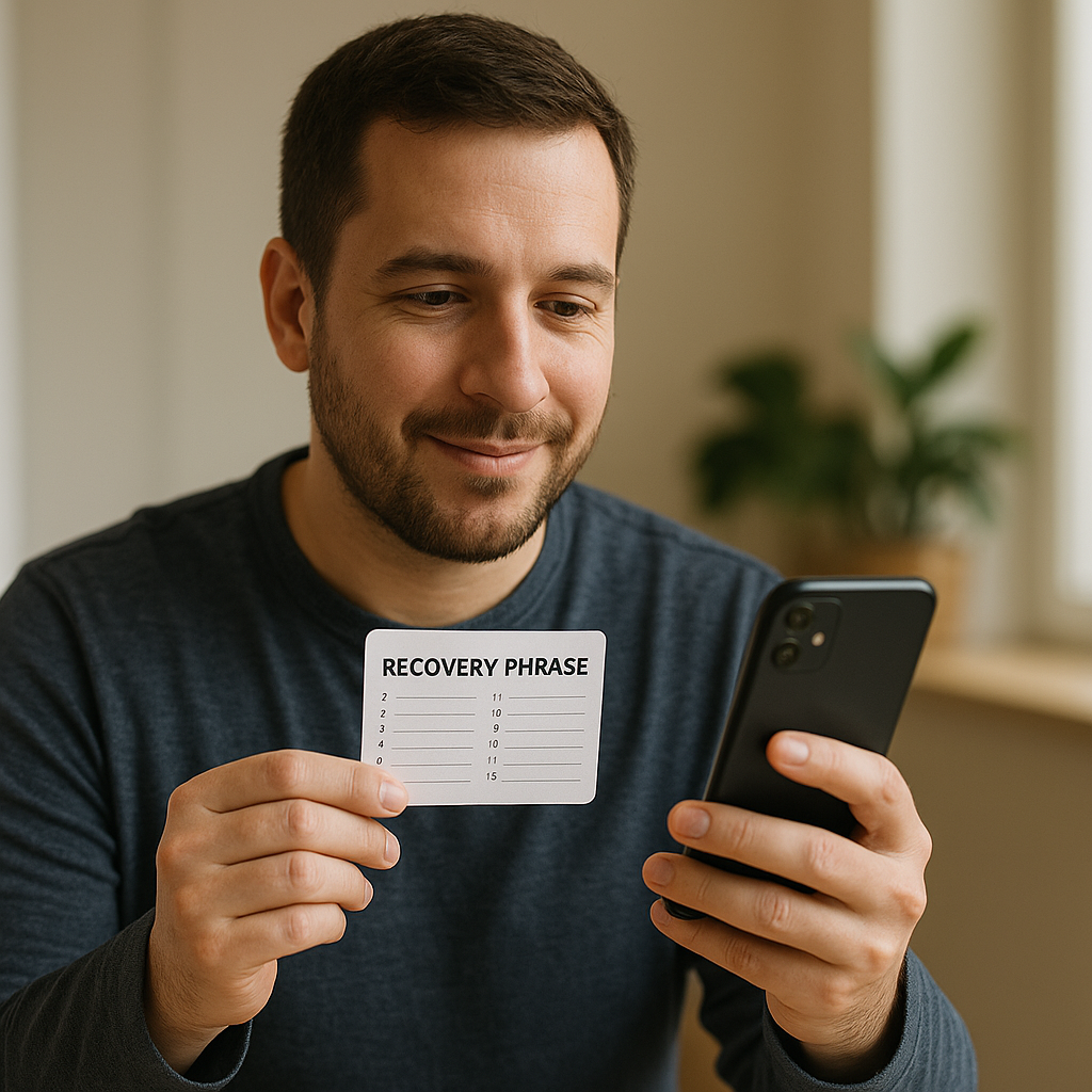 Recovering crypto wallet on a new phone using seed phrase after losing the old one