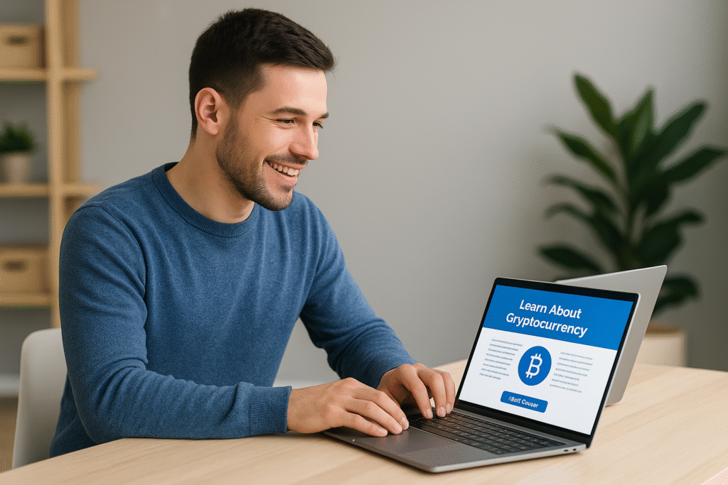 Beginner learning cryptocurrency from a free online platform in 2025