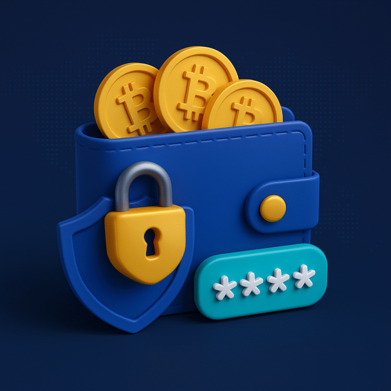 Crypto wallet security tips 2025 with password protection and padlock