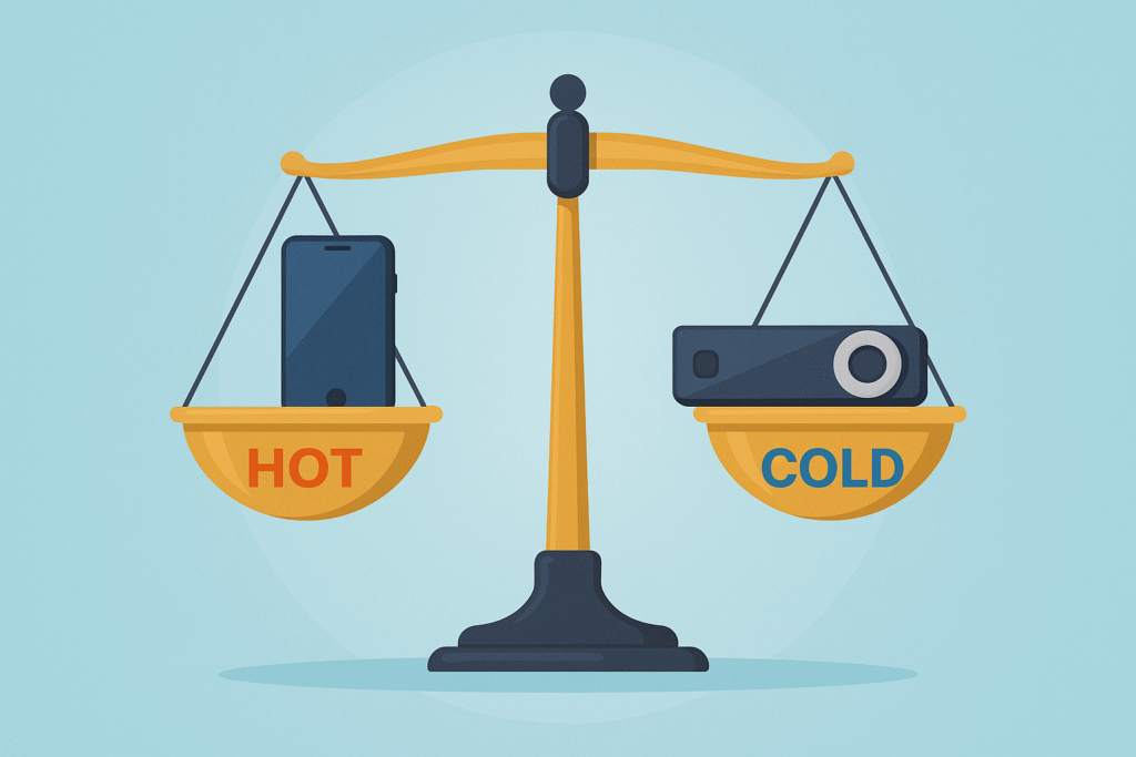 cold wallet vs hot wallet use case comparison visual