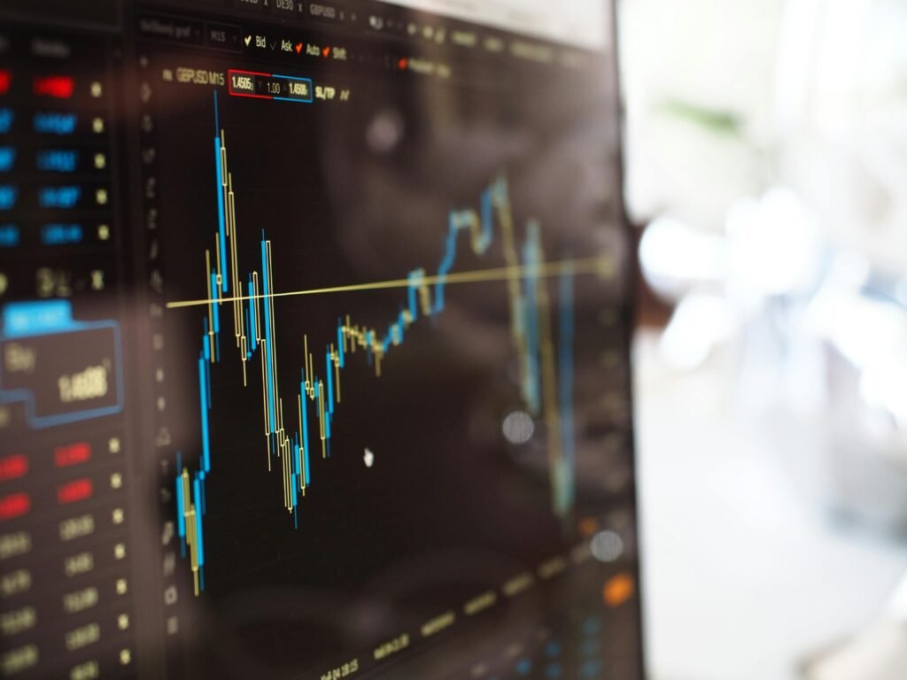 Day trader screen with live charts and short-term market movements"