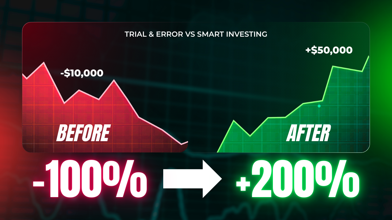 red and green modern before and after investment youtube thumbnail